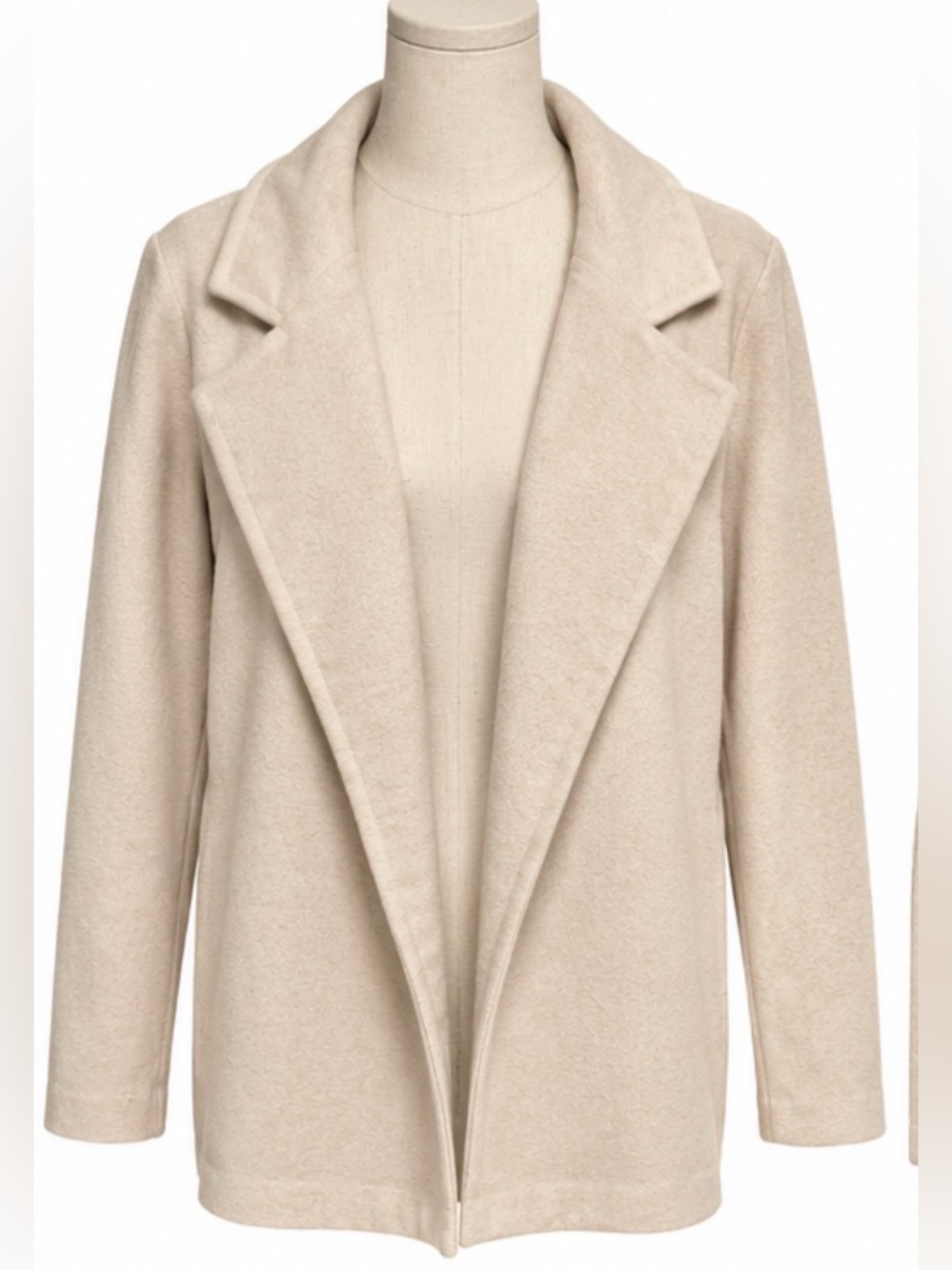 Joie Ivory Open Front Coat Jacket Oversized Lapel Size L